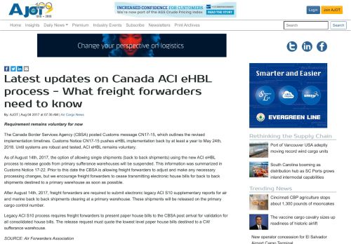 
                            6. Latest updates on Canada ACI eHBL process - What freight ...