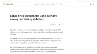
                            5. Latvia fines BlueOrange Bank over anti-money laundering violations ...