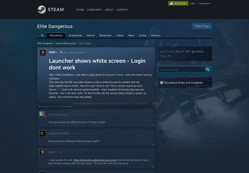 
                            2. Launcher shows white screen - Login dont work :: Elite Dangerous ...