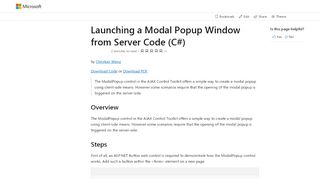 
                            11. Launching a Modal Popup Window from Server Code (C ...