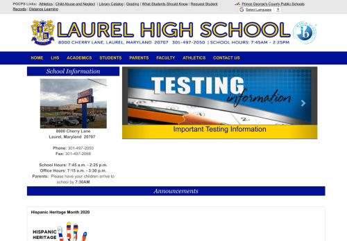 
                            13. Laurel High Home Page - PGCPS