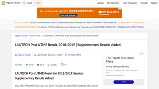 
                            9. LAUTECH Post UTME Result, 2018/2019 | Supplementary Results ...