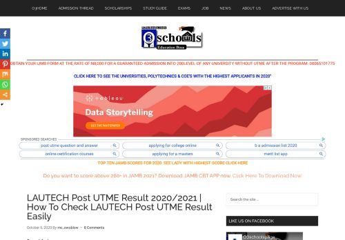 
                            7. LAUTECH Post UTME Result 2019/2020 | How To Check LAUTECH ...