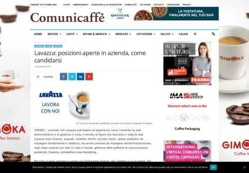 
                            10. Lavazza: posizioni aperte in azienda, come candidarsi - Comunicaffè