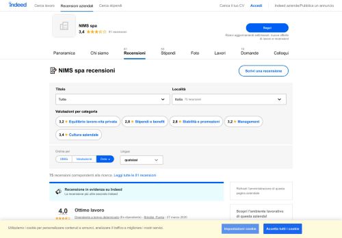 
                            4. Lavorare per Nims: Recensioni dei dipendenti | Indeed.com