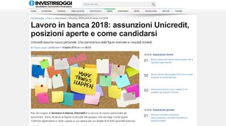 
                            11. Lavoro in banca 2018: assunzioni Unicredit, posizioni aperte e come ...