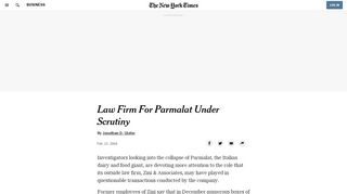 
                            11. Law Firm For Parmalat Under Scrutiny - The New York Times