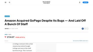 
                            12. Layoffs Follow Amazon's GoPago Acquisition - Business Insider