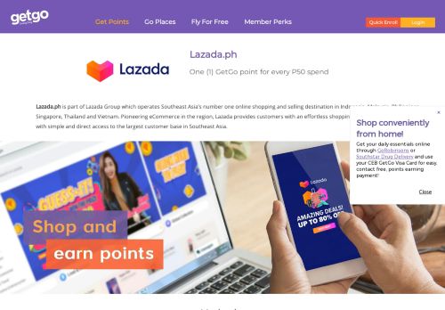 
                            11. Lazada | Earn GetGo Points