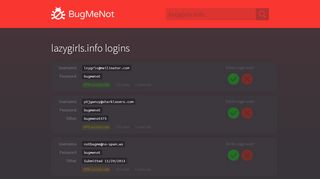 
                            3. lazygirls.info passwords - BugMeNot