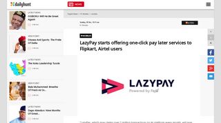 
                            13. LazyPay starts offering one-click pay later services to ... - Dailyhunt