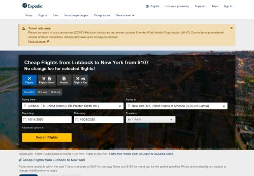 
                            8. LBB to LGA: Flights from Lubbock to New York | Expedia