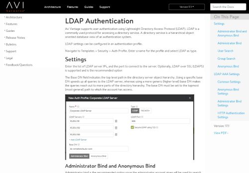 
                            7. LDAP Authentication - Avi Networks