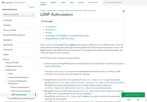 
                            8. LDAP Authorization — MongoDB Manual