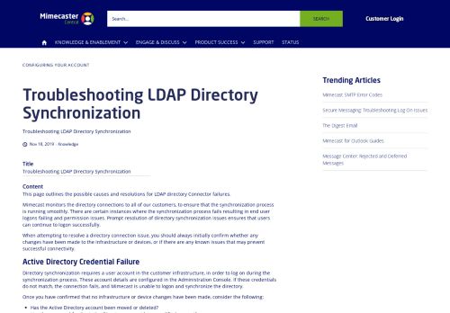 
                            10. LDAP Directory Synchronization Troubleshooting | Mimecaster Central