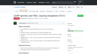 
                            7. LDAP ignores user filter, causing exceptions · Issue #8852 · nextcloud ...