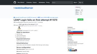 
                            4. LDAP Login fails on first attempt · Issue #11670 · nextcloud/server ...