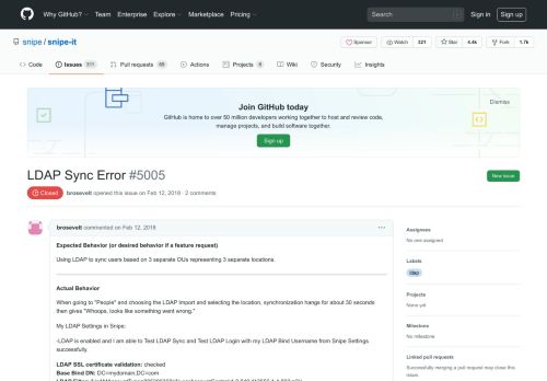 
                            9. LDAP Sync Error · Issue #5005 · snipe/snipe-it · GitHub