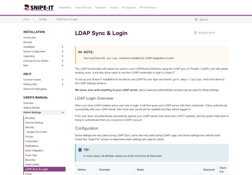 
                            10. LDAP Sync & Login - Snipe-IT Documentation