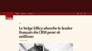 
                            2. Le belge Efficy absorbe le leader français du CRM pour 16 millions | L ...