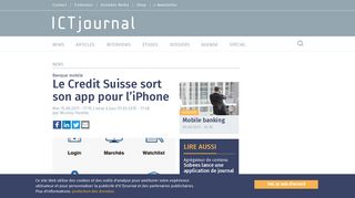 
                            10. Le Credit Suisse sort son app pour l'iPhone | ICTjournal