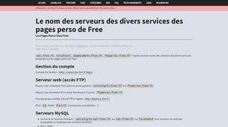 
                            9. Le nom des serveurs des divers services des pages perso de Free ...