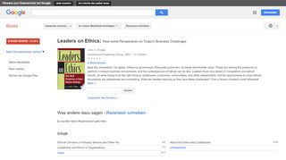 
                            11. Leaders on Ethics: Real-world Perspectives on Today's Business ... - Google Books-Ergebnisseite