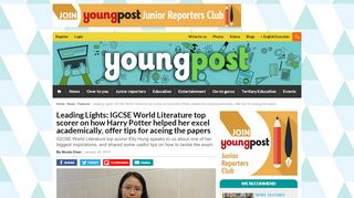 
                            13. Leading Lights: IGCSE World Literature top scorer on how Harry ...