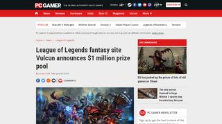 
                            13. League of Legends fantasy site Vulcun announces $1 million prize ...