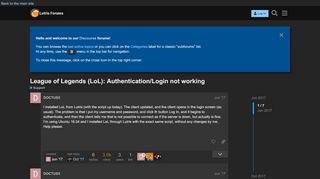 
                            10. League of Legends (LoL): Authentication/Login not working ...