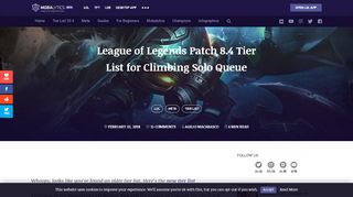 
                            10. League of Legends Patch 8.4 Tier List for Climbing Solo Queue ...