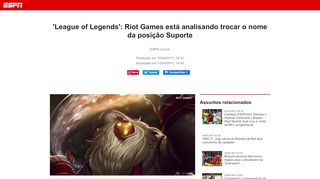 
                            12. 'League of Legends': Riot Games está analisando trocar o nome da ...