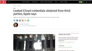 
                            6. Leaked iCloud credentials obtained from third parties, Apple says | CIO