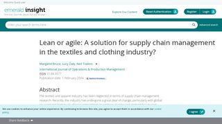 
                            9. Lean or agile: A solution for supply chain management in the textiles ...