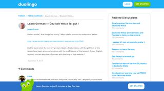 
                            9. Learn German---'Deutsch Welle' ist gut ! - Duolingo Forum