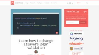 
                            11. Learn how to change Laravel's login validation - Laravel News