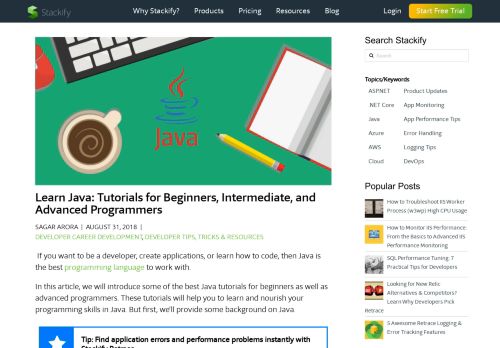 
                            9. Learn Java: Tutorials for Beginners, Intermediate, and Advanced ...