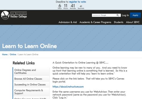 
                            3. Learn to Learn Online - San Bernardino Valley College