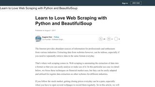 
                            9. Learn to Love Web Scraping with Python and BeautifulSoup - LinkedIn