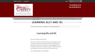 
                            10. Learning Ally and IXL - Town & Country School