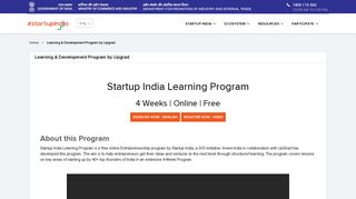 
                            2. Learning & Development Program by Upgrad - Startup India