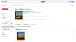 
                            7. Learning Flask Framework - Google बुक के परिणाम