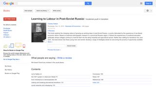 
                            6. Learning to Labour in Post-Soviet Russia: Vocational youth in ... - Google बुक के परिणाम