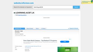 
                            10. learning.acbt.lk at WI. Account - User - Website Informer