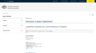 
                            11. LeasePlan Australia Ltd v. Commissioner of Taxation (VID 252/2009 ...