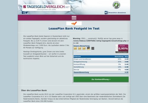 
                            11. LeasePlan Bank Festgeld im Test - Tagesgeld-Vergleich