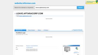 
                            10. leave.aptaracorp.com at WI. TimeWatch Login - Website Informer