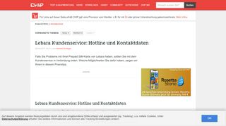 
                            12. Lebara Kundenservice: Hotline und Kontaktdaten - CHIP