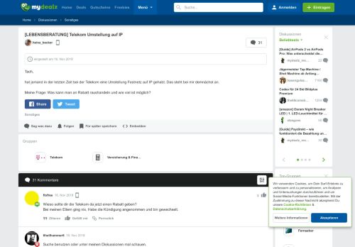 
                            10. [LEBENSBERATUNG] Telekom Umstellung auf IP - mydealz.de