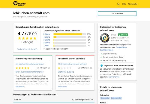 
                            4. lebkuchen-schmidt.com Bewertungen & Erfahrungen | Trusted Shops